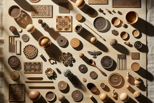 A flat lay of symbolic objects representing “[title]”, arranged neatly on a wooden or neutral su