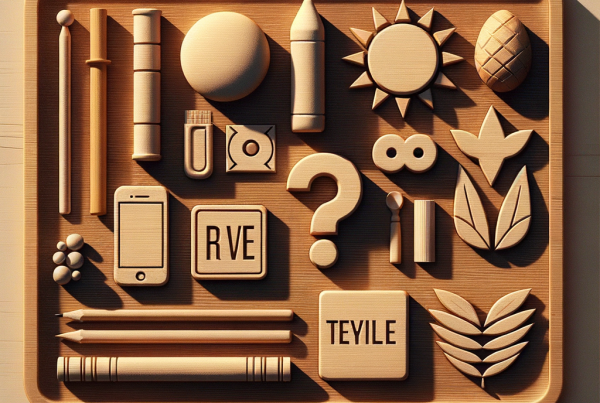 A flat lay of symbolic objects representing “[title]”, arranged neatly on a wooden or neutral su