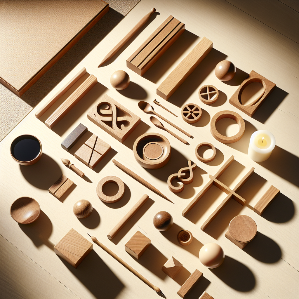 A flat lay photography with symbolic objects, arranged in an orderly manner on a wooden or neutral surface. The scene is enhanced by warm natural lighting creating soft shadows around the objects, indicating their dimension and depth. There are no people in this image and the style is realistic. The overall aesthetic resembles the neat editorial lifestyle photography often seen in high-end magazines. Importance is given to the composition and arrangement of the objects, rather than adding any text on the image.