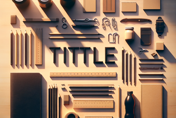 A flat lay of symbolic objects representing “[title]”, arranged neatly on a wooden or neutral su