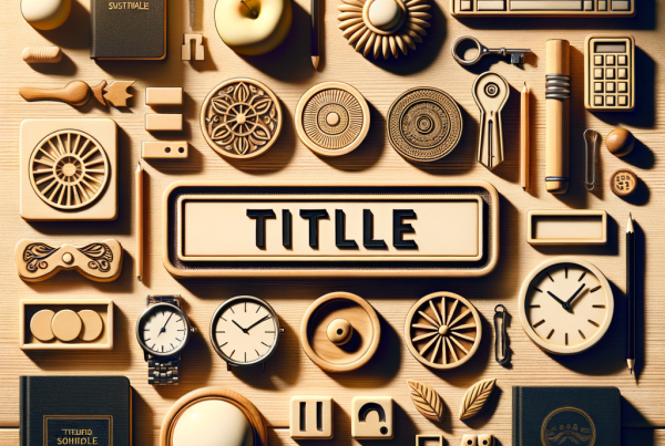 A flat lay of symbolic objects representing “[title]”, arranged neatly on a wooden or neutral su