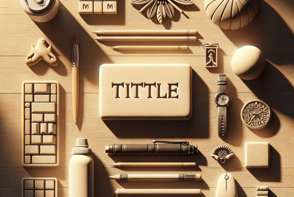 A flat lay of symbolic objects representing “[title]”, arranged neatly on a wooden or neutral su