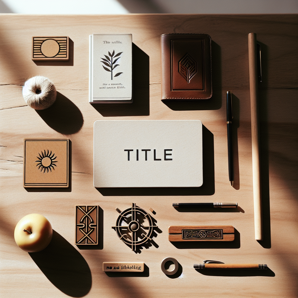 An editorial lifestyle photograph depicting a flat lay of symbolic objects that relate to a certain 'title'. Each item is neatly arranged on a wood or neutral tone surface. The image captures a warm natural lighting scenario, creating soft, gentle shadows. The visual style leans towards realism, and no people are present in the frame. Please note, there should be no text included in the image.