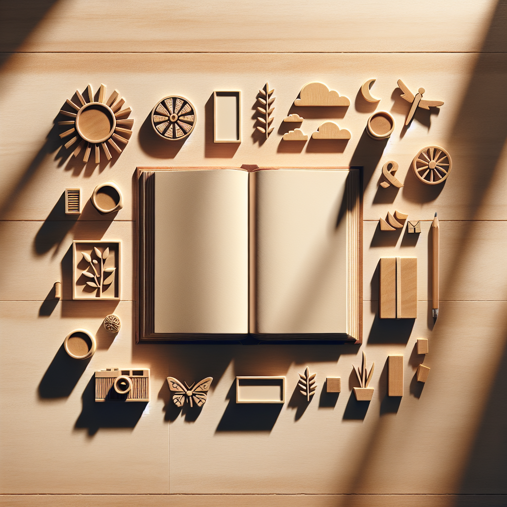 Imagine a flat lay display of symbolic objects impeccably arranged on a wooden or a neutral surface that represent a certain title or theme. The scene is illuminated with warm, natural lighting that casts soft shadows, lending it a realistic appearance. The visual aesthetic should be reminiscent of an editorial lifestyle photography look, devoid of any human presence or text in the image.