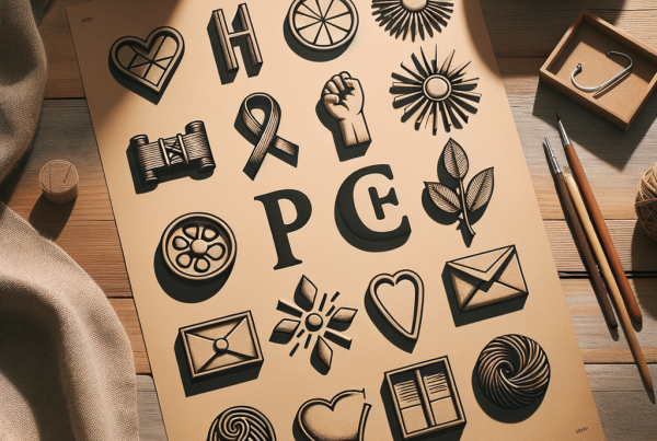 A flat lay of symbolic objects representing “[title]”, arranged neatly on a wooden or neutral su