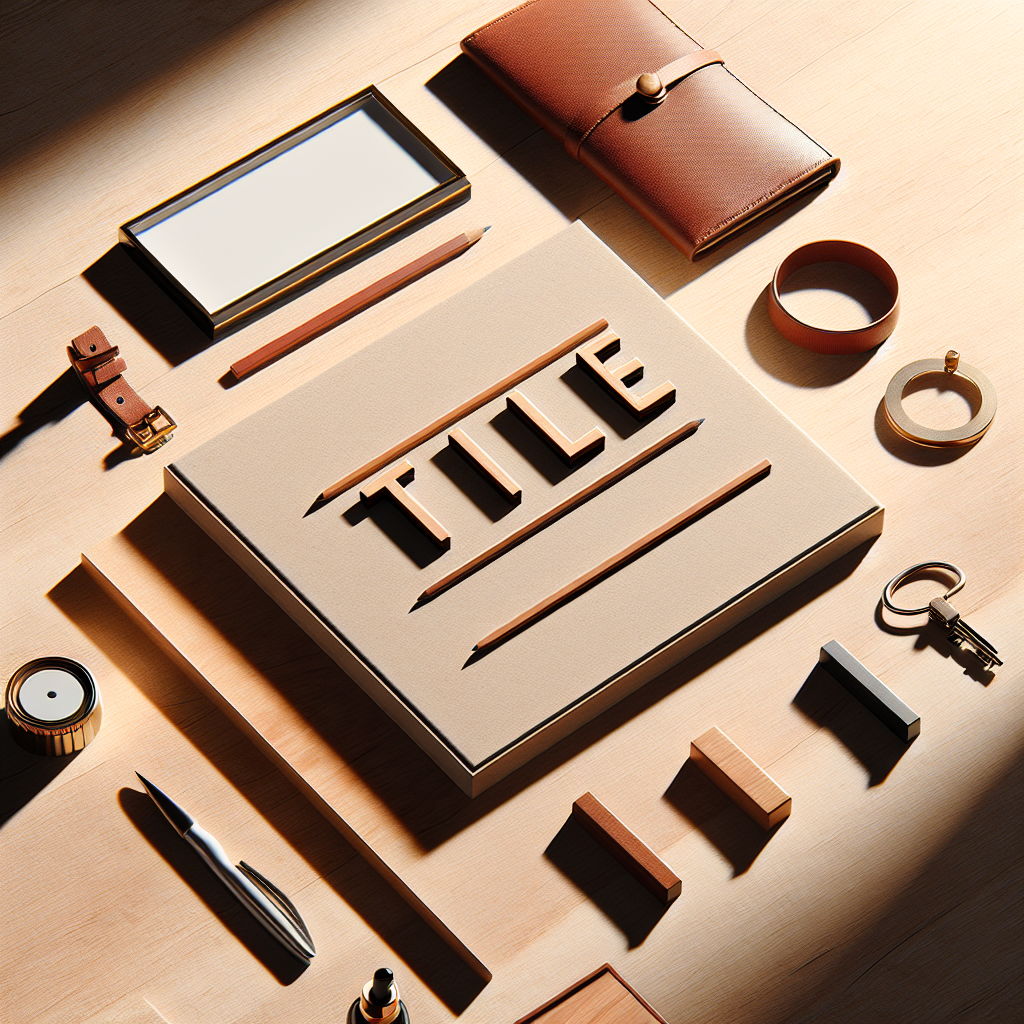 A flat lay composition featuring objects that symbolically represent the concept of 'Title'. These items are carefully arranged on a surface with either a wood grain or neutral hue. The scene is cast in warm, natural lighting that creates soft shadows. The intended style is realistic, drawing inspiration from editorial lifestyle photography. The image does not contain any humans or textual elements.