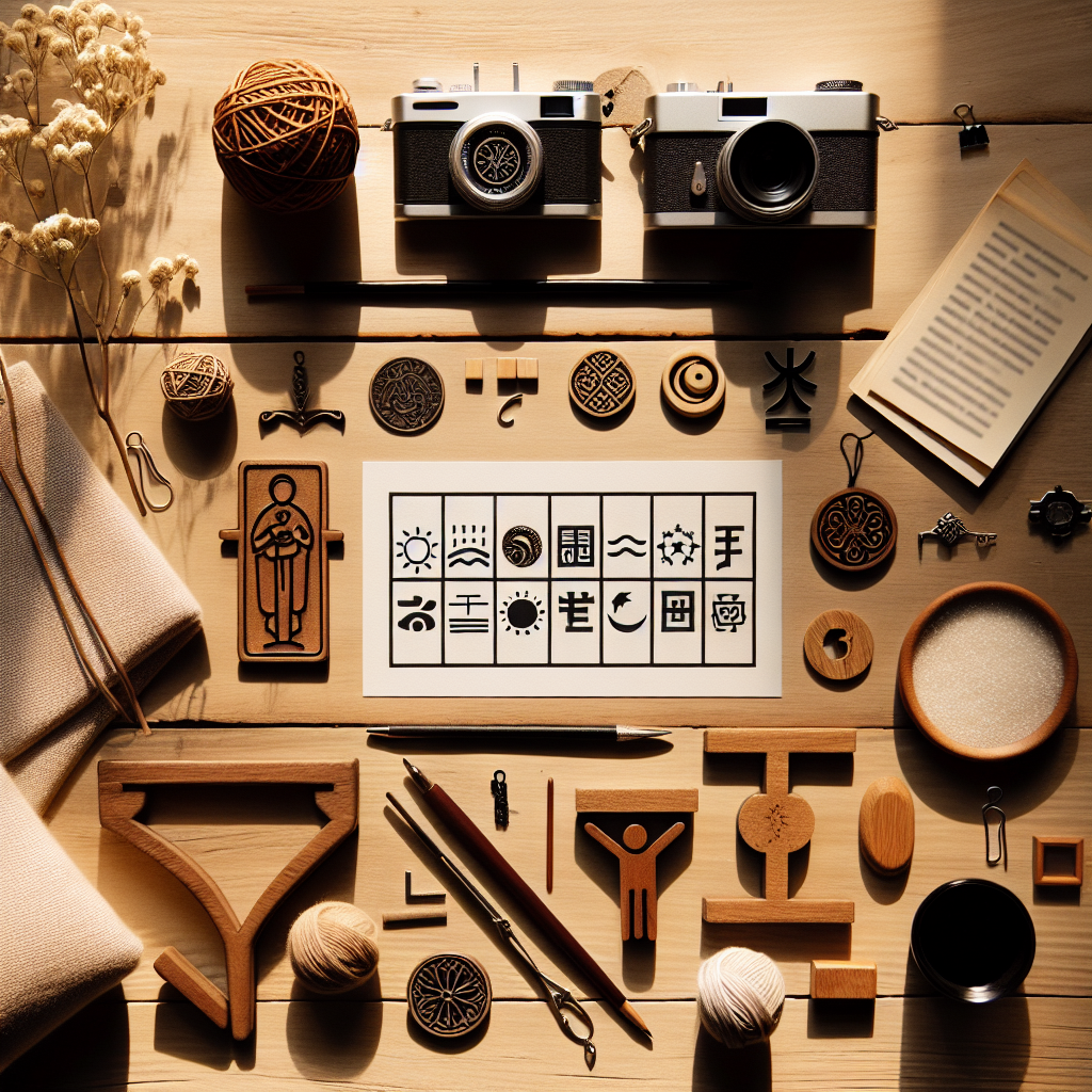 Create a flat lay image of symbolic items linked to a theme, arranged neatly on a wooden or neutral-colored surface. The image should have warm, natural lighting and soft shadows. Ensure that no people are featured in the image. It should be depicted in a realistic style, emulating the aesthetics of an editorial lifestyle photograph. No text should be included in the image.