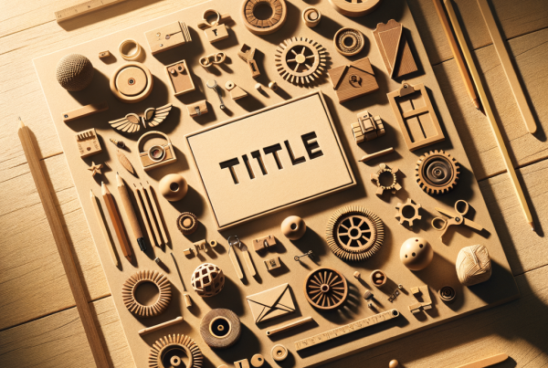 A flat lay of symbolic objects representing “[title]”, arranged neatly on a wooden or neutral su