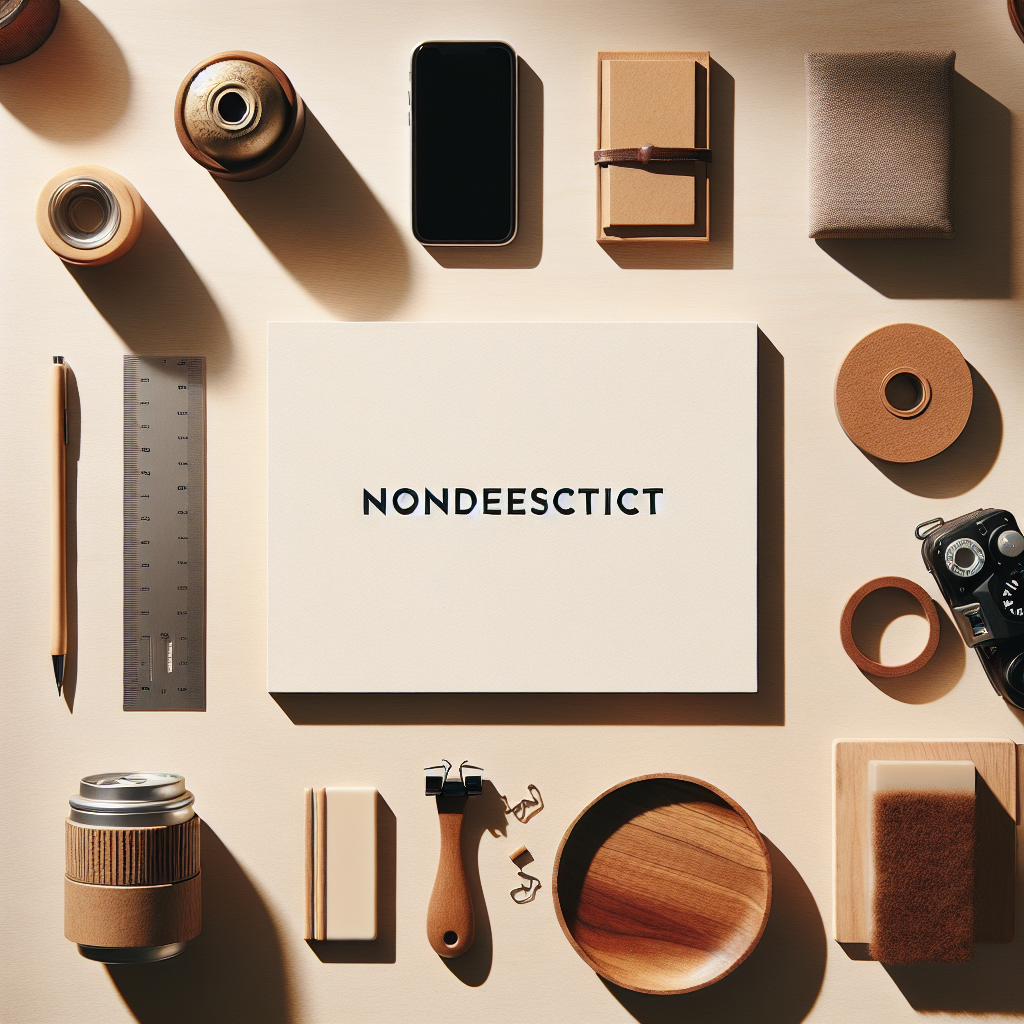 A flat lay of various objects which symbolize a nondescript title, neatly arranged on a wooden or neutral surface. The scene is bathed in warm natural lighting, casting soft shadows around the objects. The image represents a realistic style, with an editorial lifestyle photography look. Please do not include any text within this image.