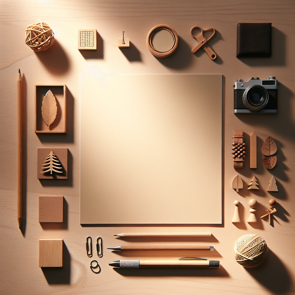 Create a flat lay scene in a realistic style, reminiscent of editorial lifestyle photography. The image should depict symbolic objects precisely representative of a title, all neatly organized on a wooden or another neutral surface. Illuminate the scene with warm, natural lighting to cast soft shadows on the objects. Make sure no people are in the scene and do not incorporate any text into the image.