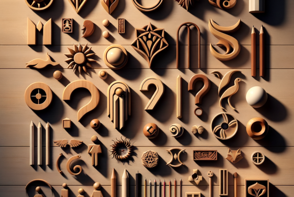 A flat lay of symbolic objects representing “[title]”, arranged neatly on a wooden or neutral su