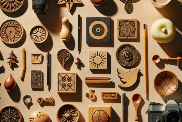 A flat lay of symbolic objects representing “[title]”, arranged neatly on a wooden or neutral su