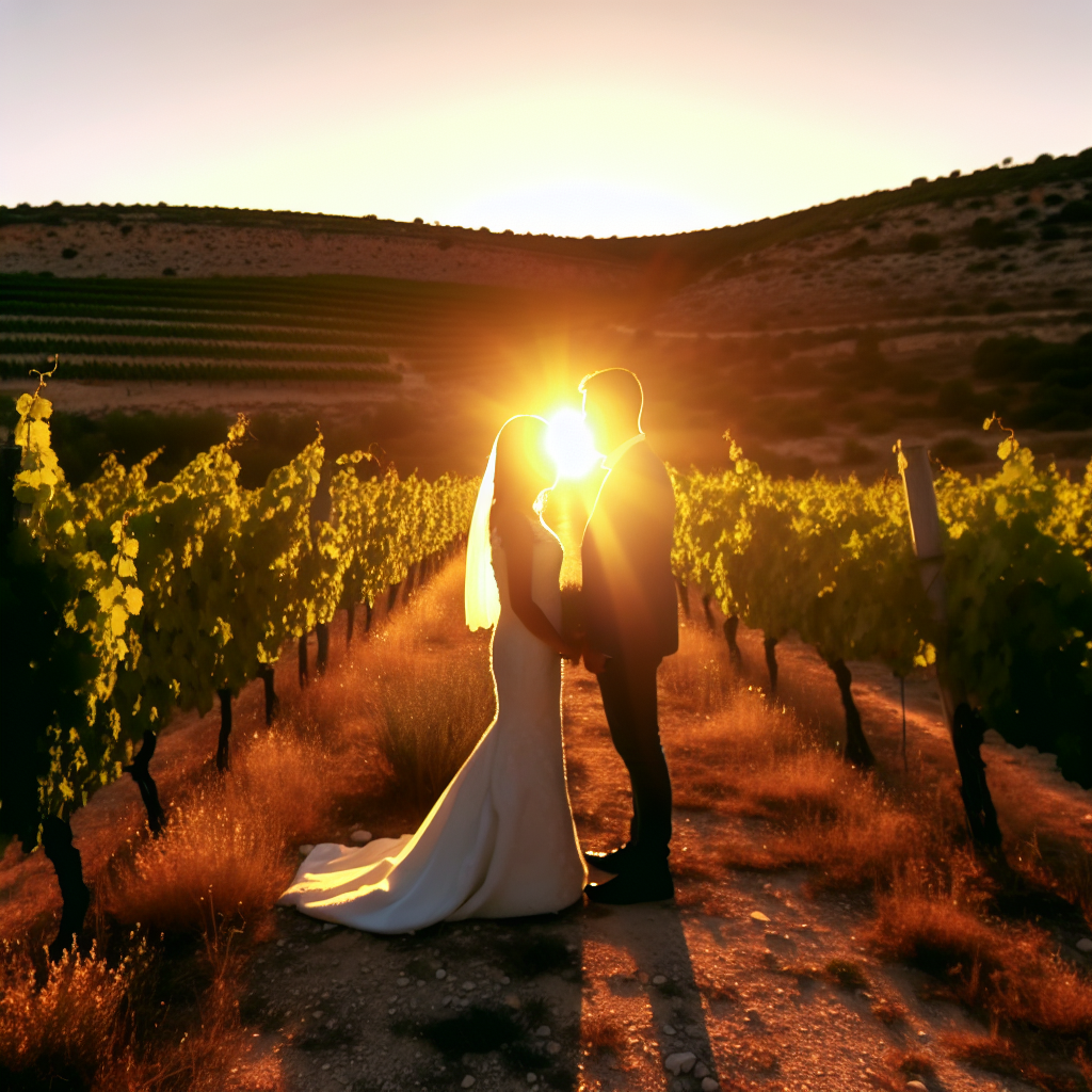 Tu mini boda en un viñedo al ocaso