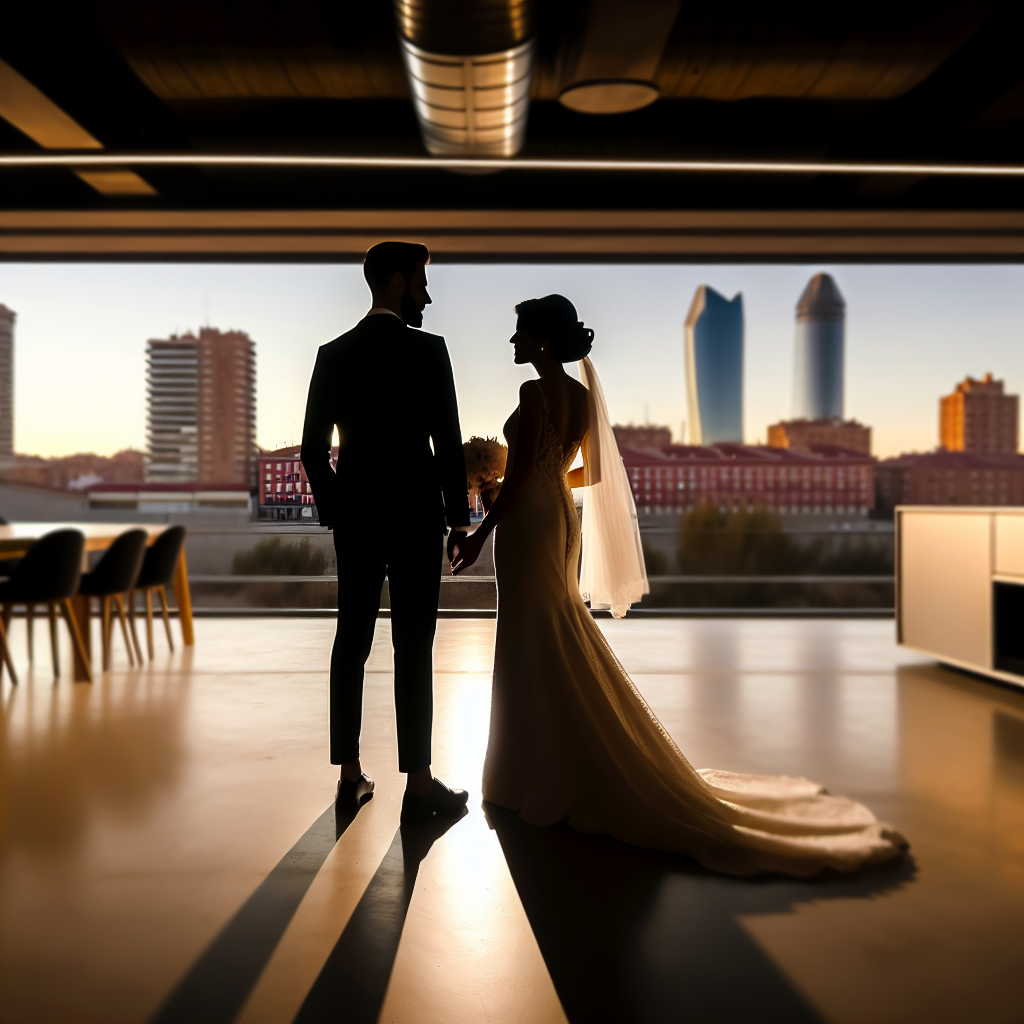 Mini boda en un loft con vistas