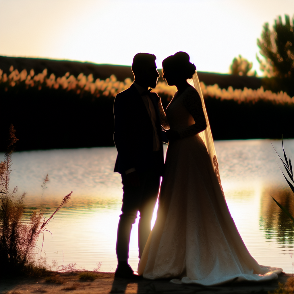 Amor en una mini boda junto a un lago