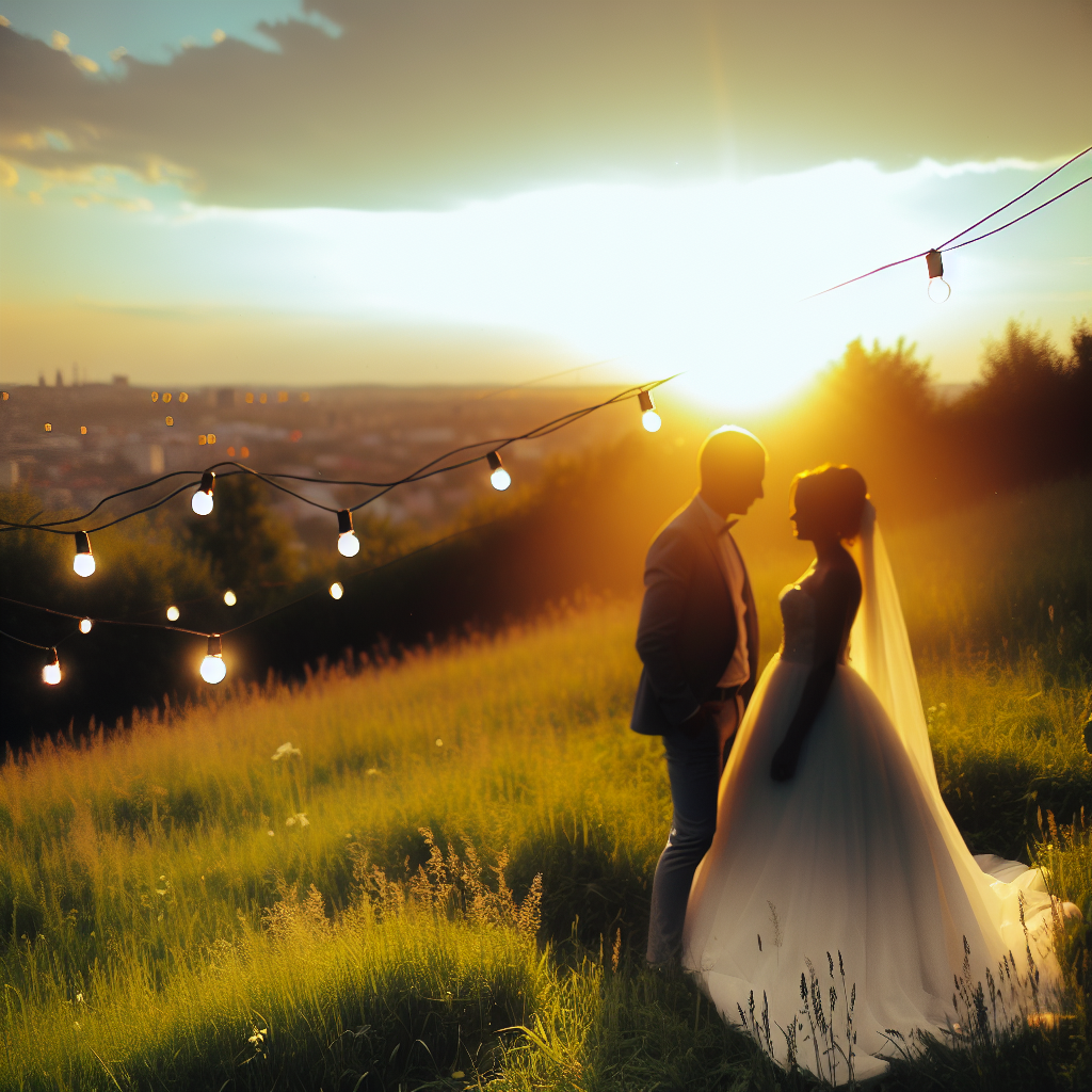 Tu mini boda en un prado con luces