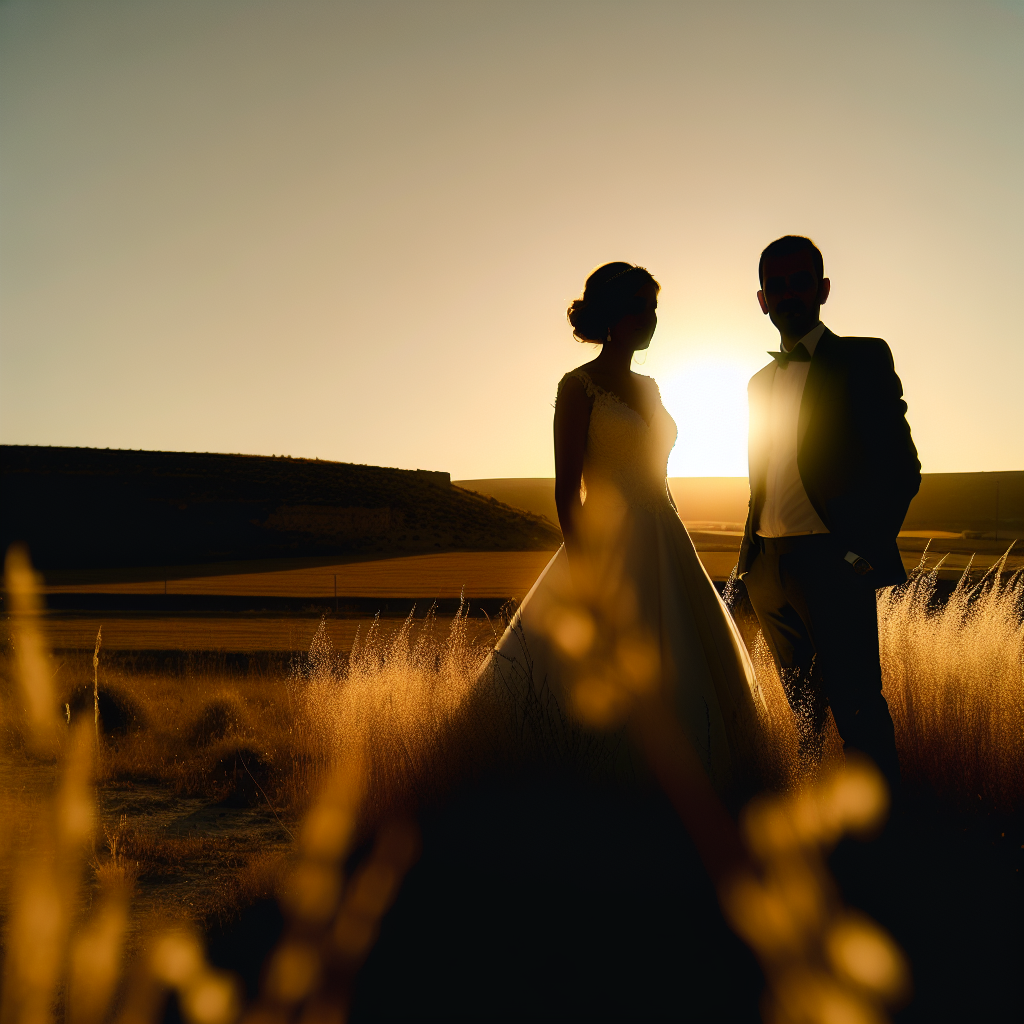 Amor en una mini boda al atardecer