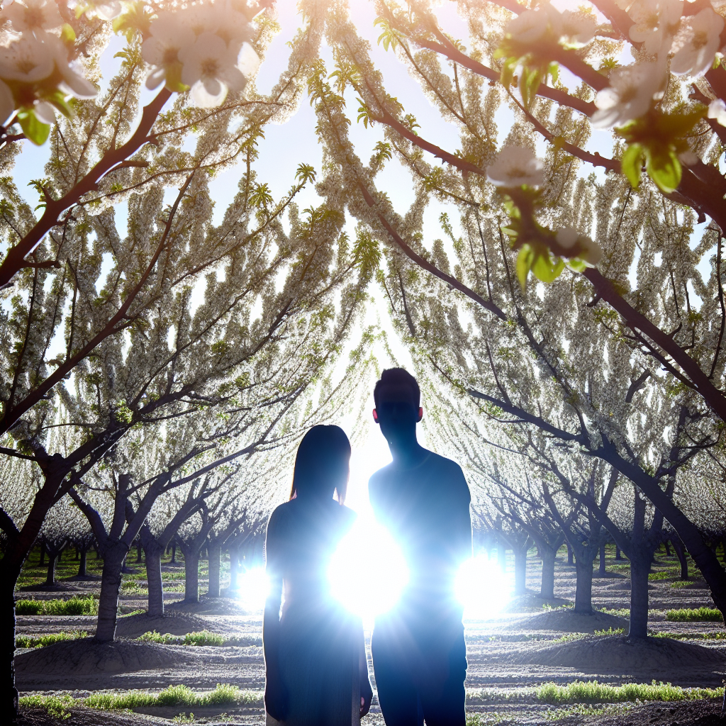 Mini boda en un huerto de frutales