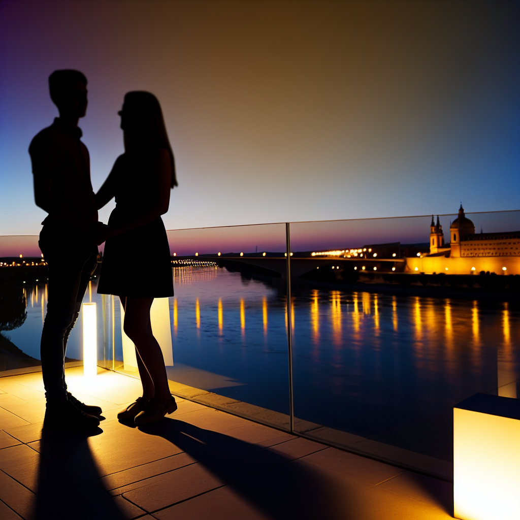 Amor en una terraza con vistas al Ebro