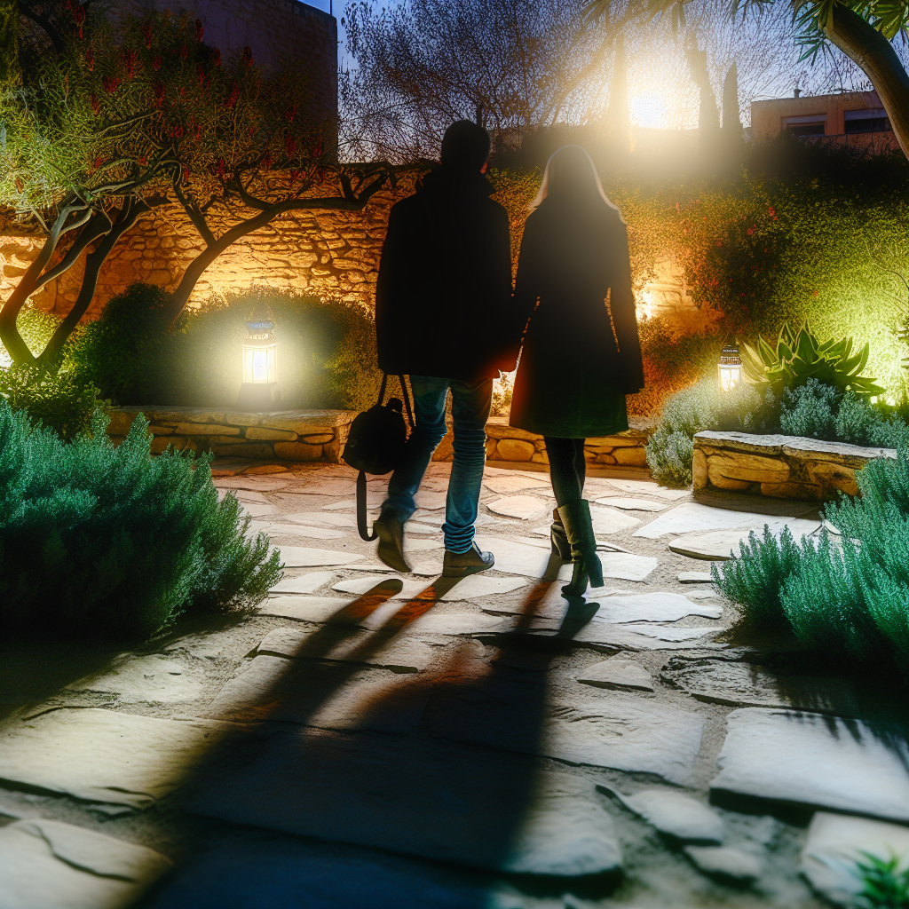 Mini boda en un jardín con caminos de piedra