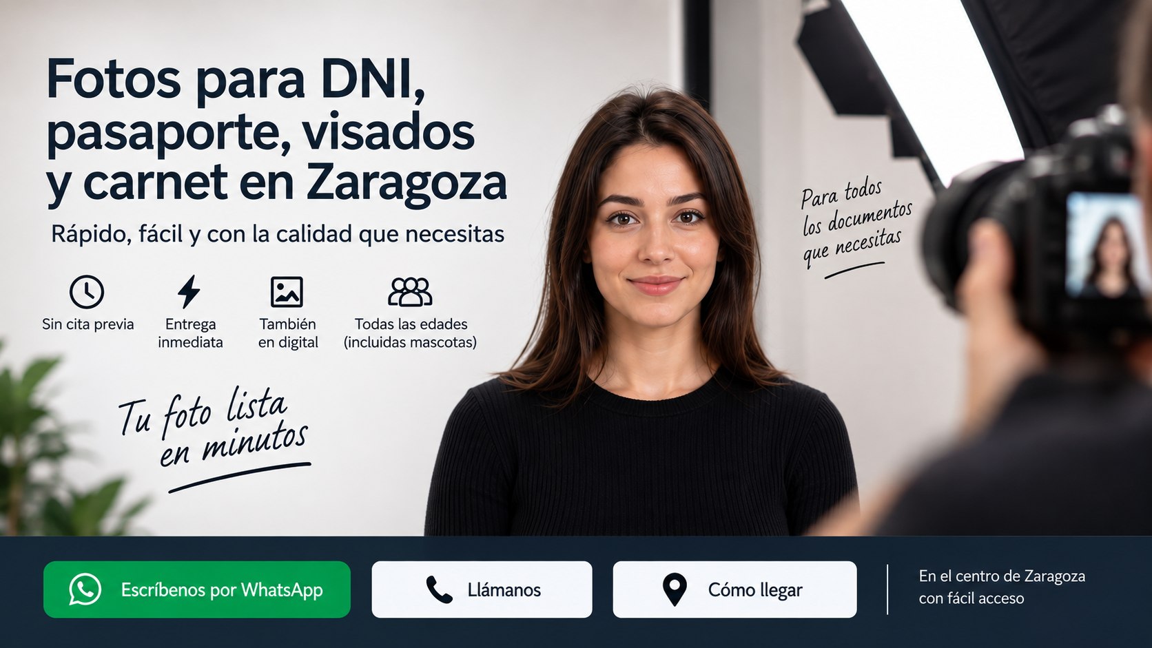 Fotos para DNI, pasaporte, visados y carnet en Zaragoza