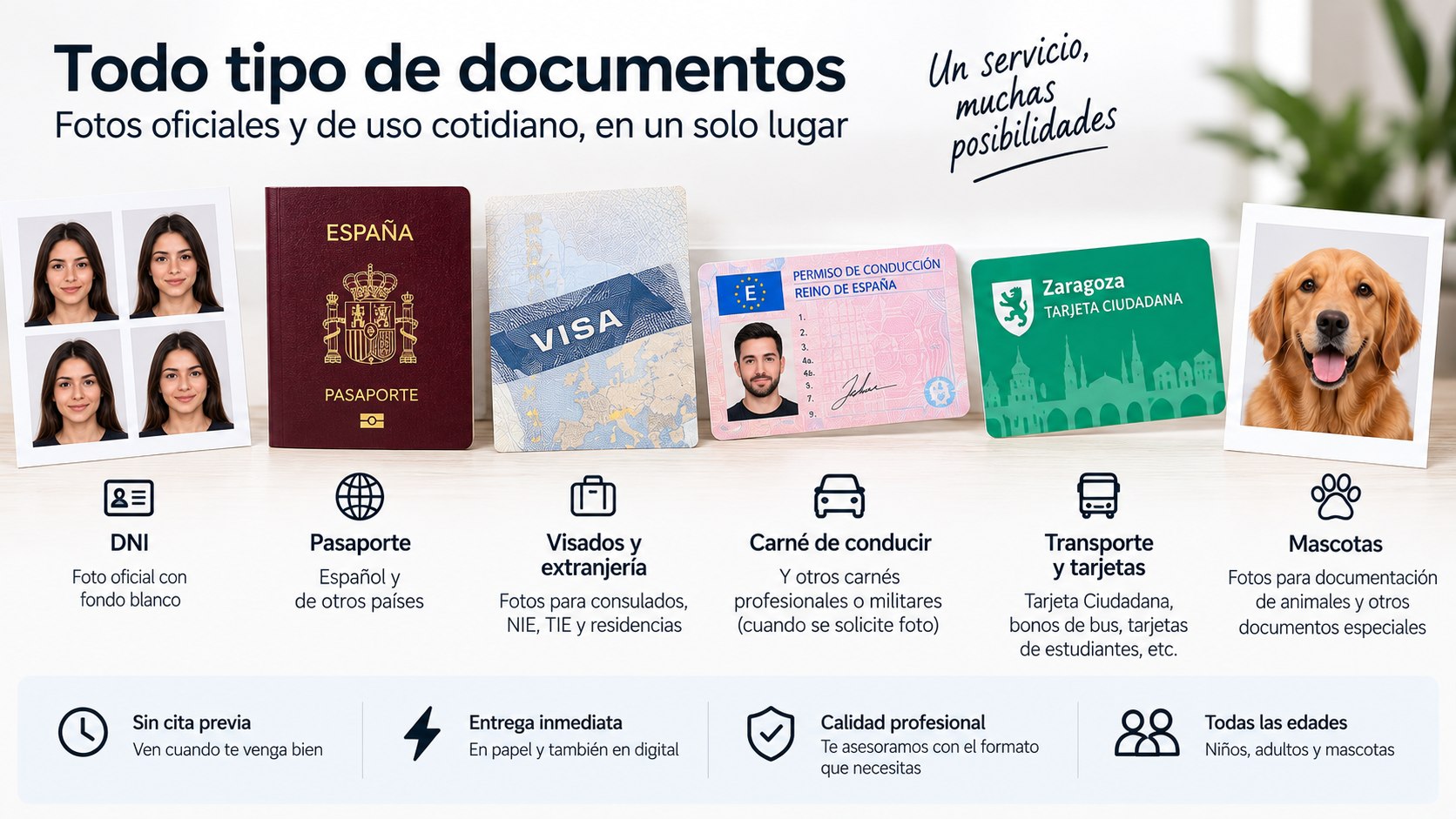 Fotos para todo tipo de documentos y tarjetas