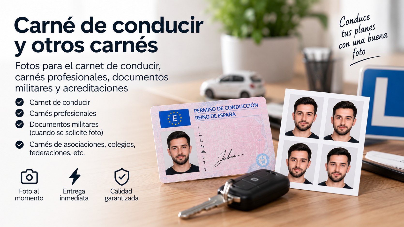 Fotos para carné de conducir y otros carnés