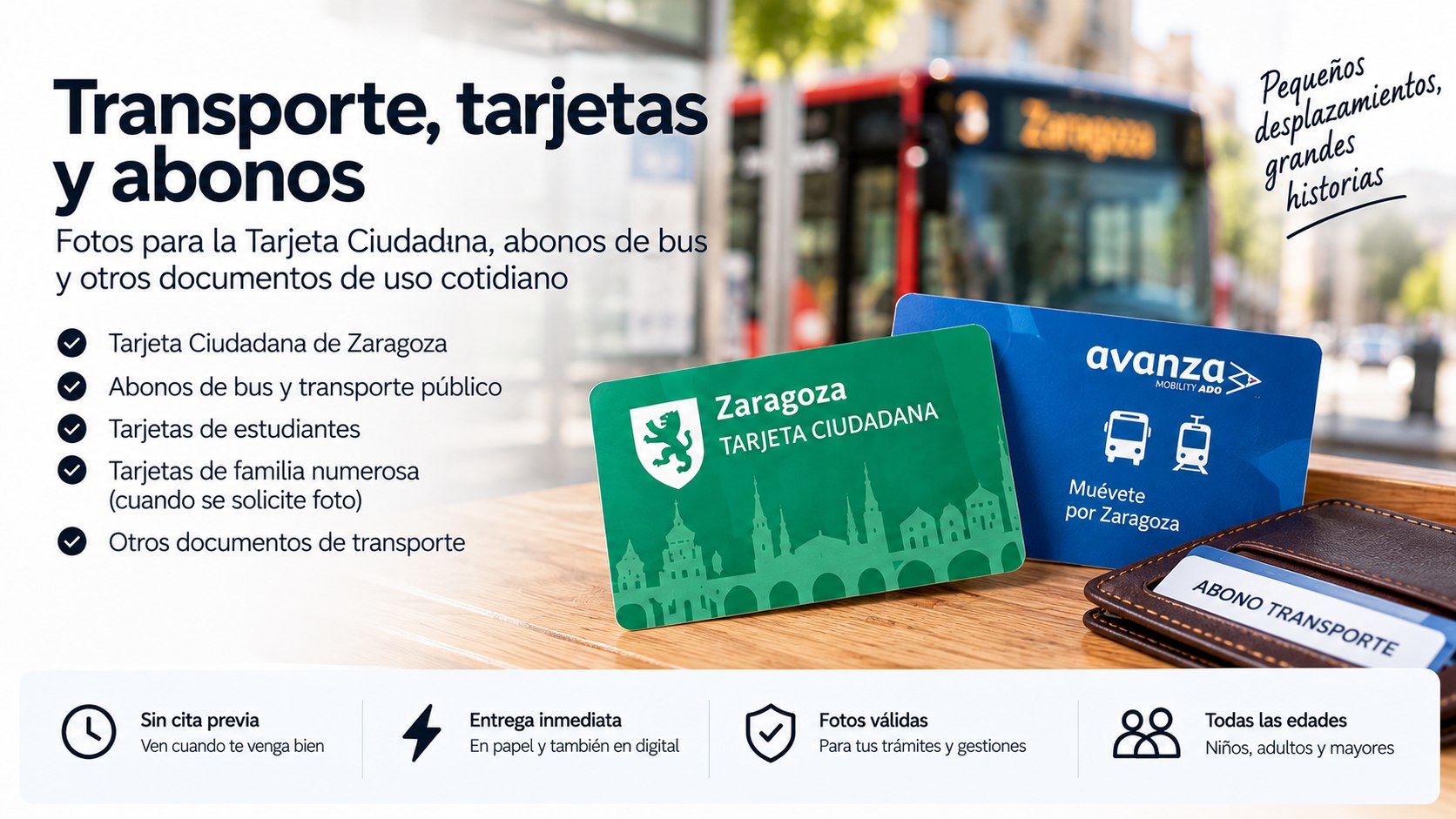 Fotos para transporte, tarjetas y abonos en Zaragoza