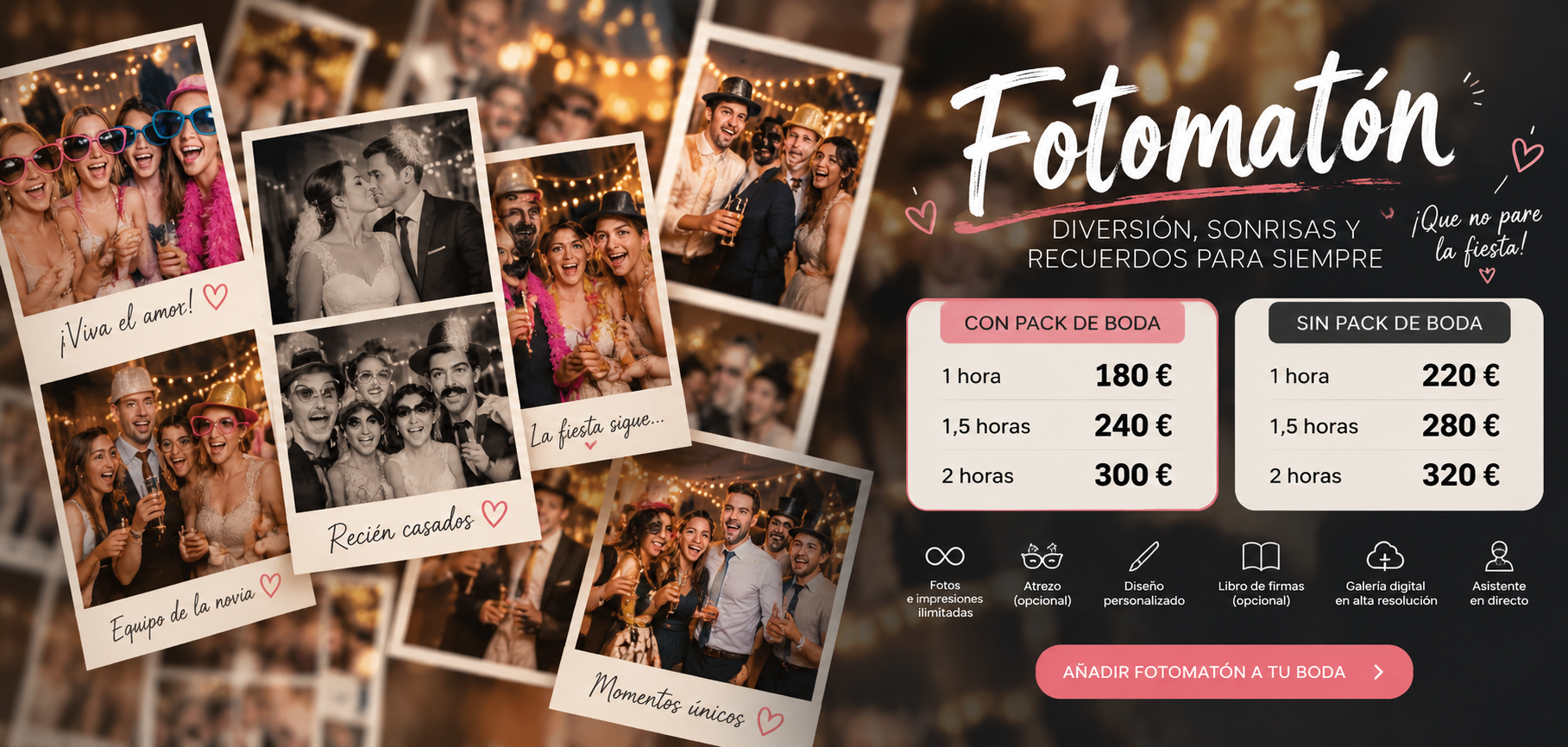 ¿Cuánto cuesta un fotomatón para una boda en Zaragoza?